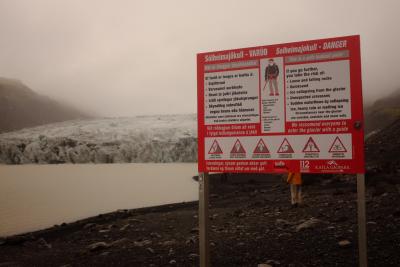 A warning sign. Venturing slightly further was the best view of the trip.