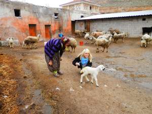 Amber with a local farmer in Turkey.